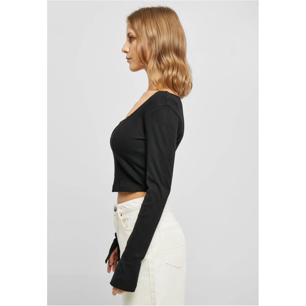 Urban Classics - Short Rib Corsage Top à manches longues - Noir